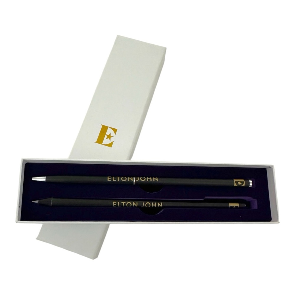 NEW Elton John Luxury Pen And Pencil Gift Set Black Gold Stationery Holiday Gift